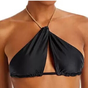 PQ Swim Black Gwen Chain Bikini Top Sz S NWT